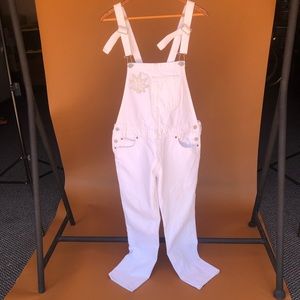 White Levi’s overalls with Cannabis leaf patch